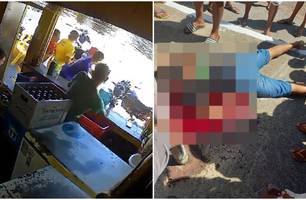 Cãmeras de segurança mostra momento da execução do comerciante em Parnaíba (Foto: Reprodução)