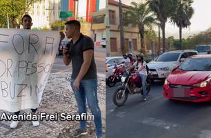 Influencer organiza buzinaço contra Dr. Pessoa na avenida Frei Serafim (Foto: Reprodução)