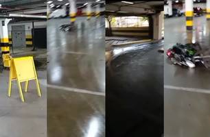 Motoqueiro cai em piso molhado que não estava sinalizado em supermercado de THE (Foto: Divulgação) Motoqueiro cai em piso molhado que não estava sinalizado em supermercado de THE (Foto: Divulgação)