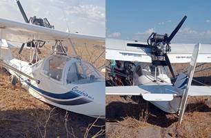 Avião de pequeno porte realiza pouso forçado em fazenda no interior do Piauí (Foto: Reprodução)
