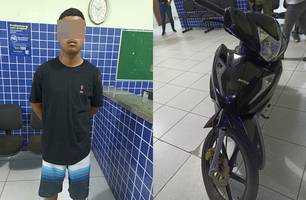 Jovem de 20 anos é preso com motocicleta roubada em Parnaíba (Foto: Reprodução) Jovem de 20 anos é preso com motocicleta roubada em Parnaíba (Foto: Reprodução)