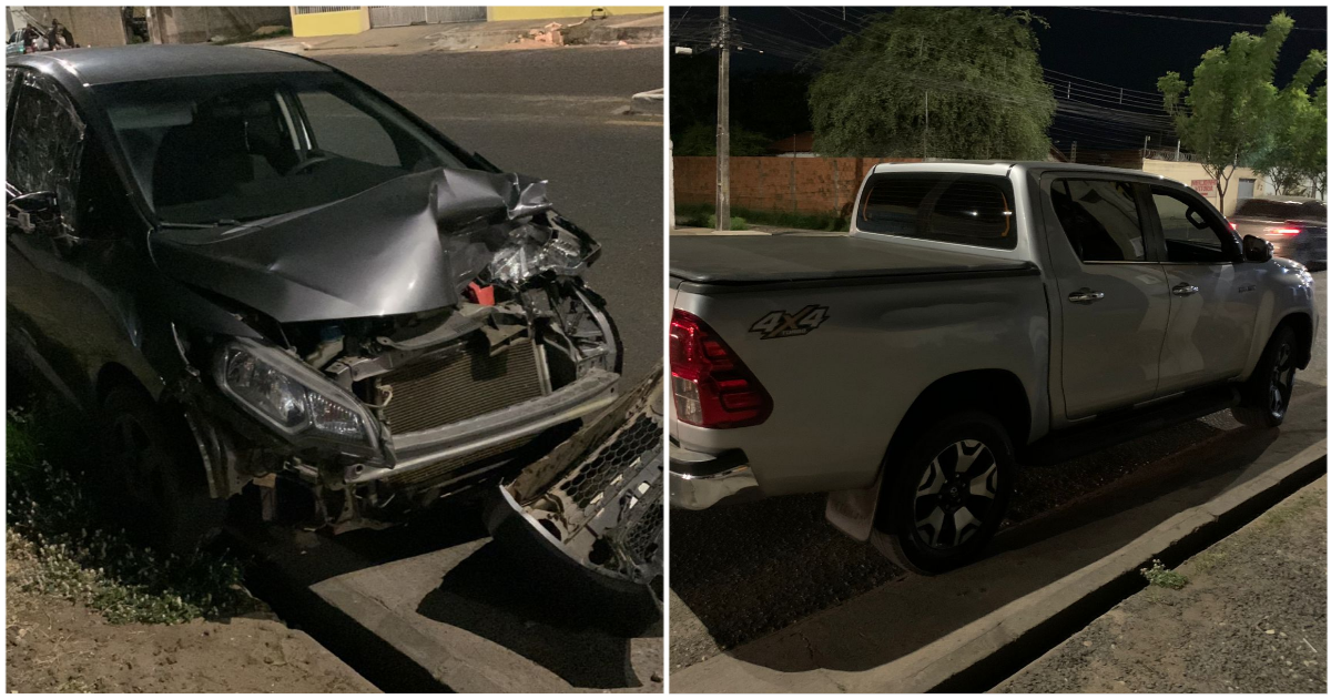 Motorista embriagado e com o pneu furado causa colisão com Hilux em Teresina
