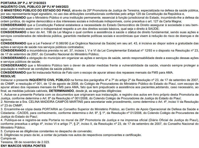 Portaria do MP-PI