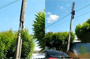 Poste quebrado e prestes a cair causa preocupação em moradores de Teresina (Foto: Divulgação)