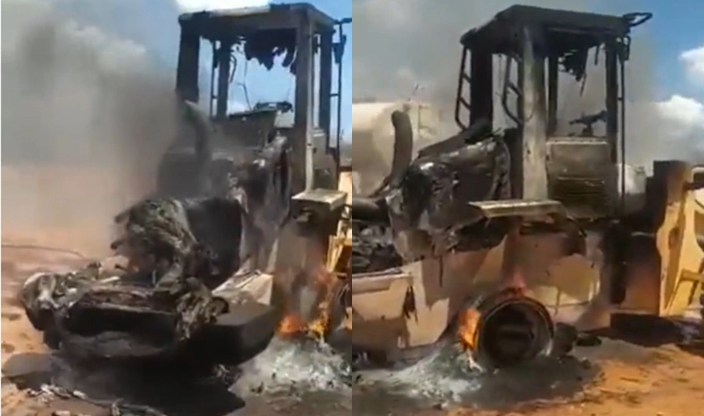 Trabalhador sai para almoçar e encontra trator em chamas no Piauí