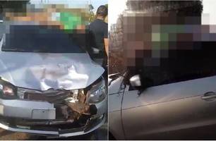 Acidente deixa mulher gravemente ferida (Foto: Reprodução) Acidente deixa mulher gravemente ferida (Foto: Reprodução)