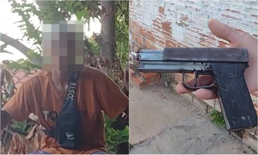 Adolescente rendido por populares e arma encontrada com ele