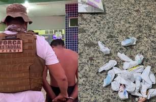 Homem preso com drogas em Parnaíba (Foto: Reprodução) Homem preso com drogas em Parnaíba (Foto: Reprodução)