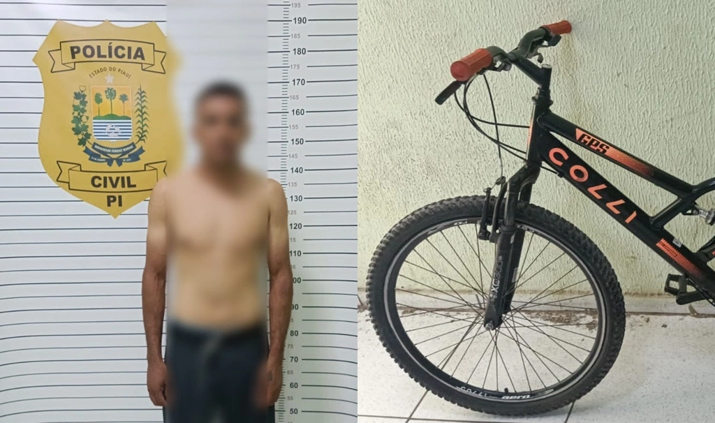 Homem que assaltava usando bicicleta tenta fugir de viatura e é preso em Parnaíba