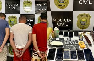 Homens preso por tráfico de drogas em Oeiras e material apreendido pela polícia (Foto: Reprodução) Homens preso por tráfico de drogas em Oeiras e material apreendido pela polícia (Foto: Reprodução)