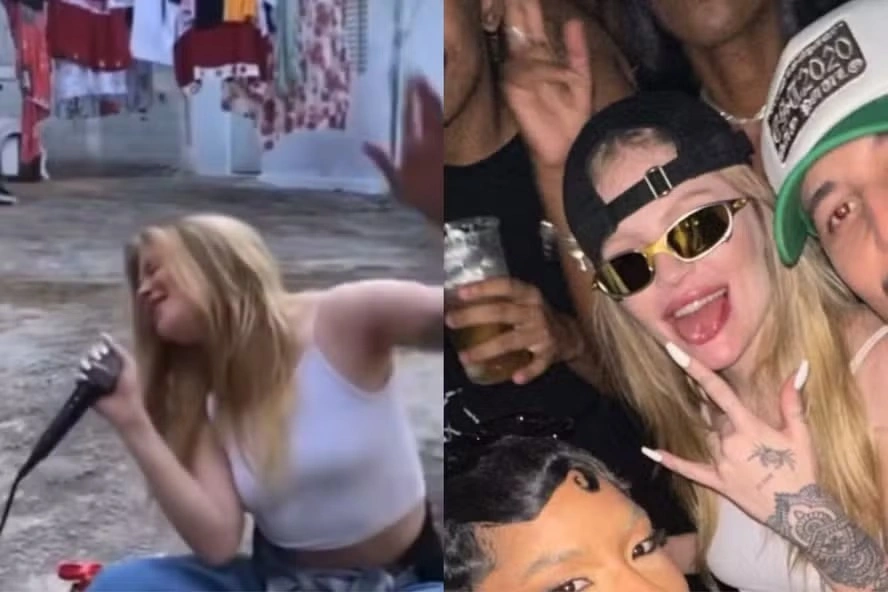 Luíza Sonza participa de karaokê em quintal