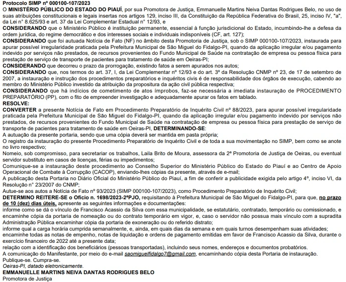 Portaria do MP-PI