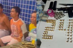 Suspeitos foram encontrados com uma arma de fogo, R$ 12 mil em espécie e drogas e já foram liberados (Foto: Reprodução) Suspeitos foram encontrados com uma arma de fogo, R$ 12 mil em espécie e drogas e já foram liberados (Foto: Reprodução)
