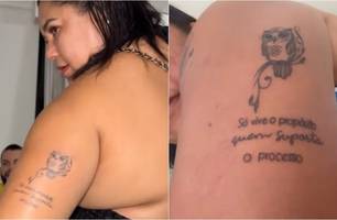 Tatuagem de Leide Diana antes e depois da correção (Foto: Reprodução) Tatuagem de Leide Diana antes e depois da correção (Foto: Reprodução)
