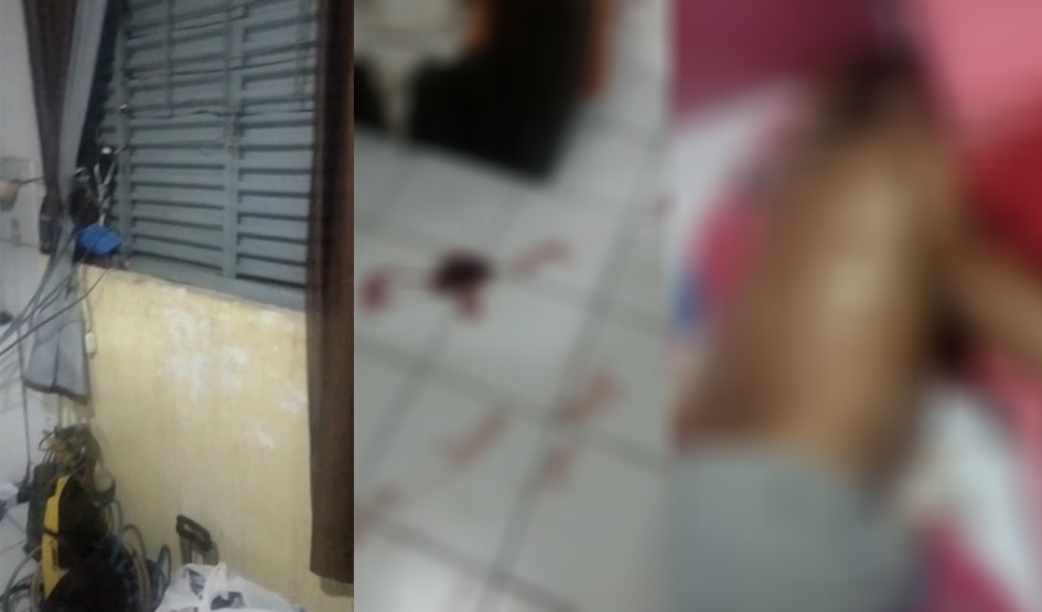 Apartamento cheio de sangue após o crime