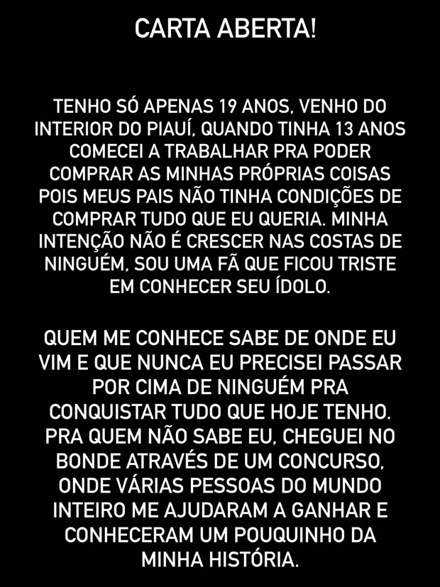 Carta aberta de Mylenne