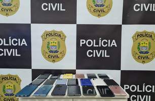 Celulares roubados recuperados pela Polícia Civil do Piauí (Foto: Divulgação)