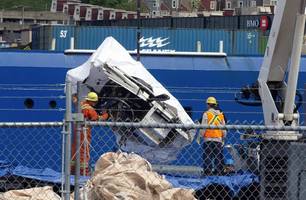 Destroços do submersível Titan (Foto: Paul Daly/The Canadian Press via AP)