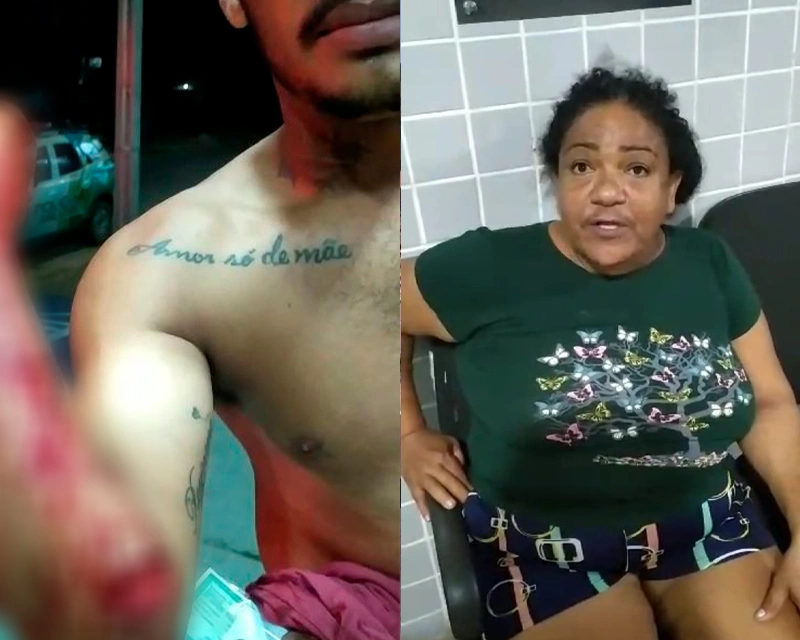 Homem agredido, à direita autora da agressão