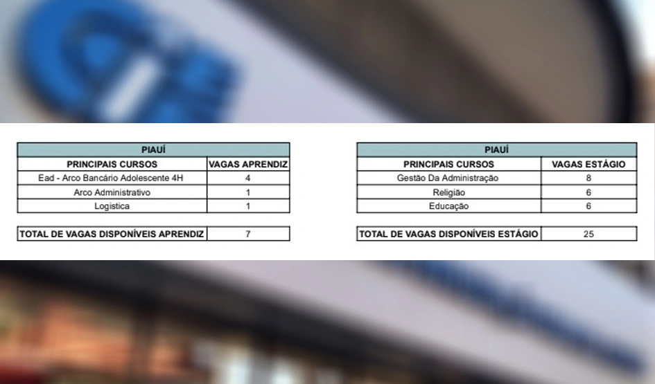 Vagas de aprendiz e estágio no Piauí