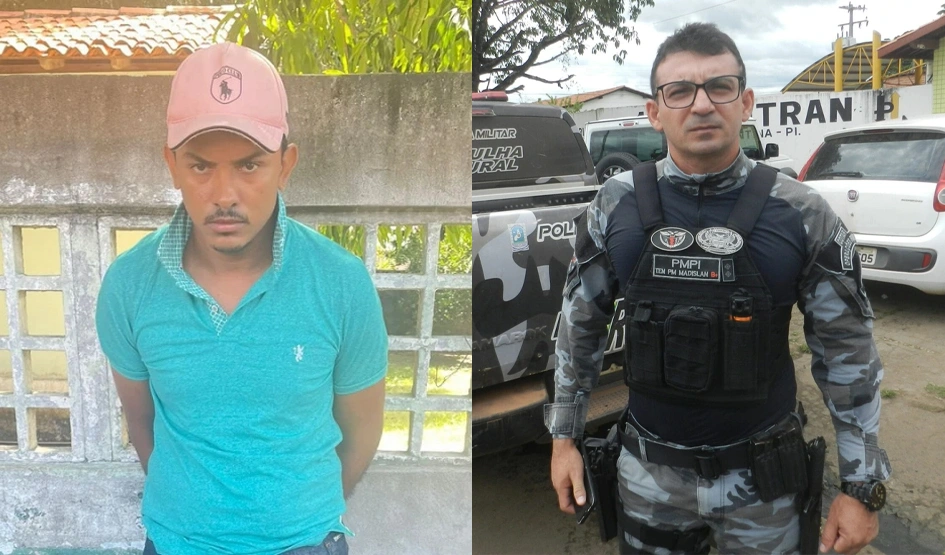 À esquerda, Apolinário Lopes e à direita, o tenente Madislan