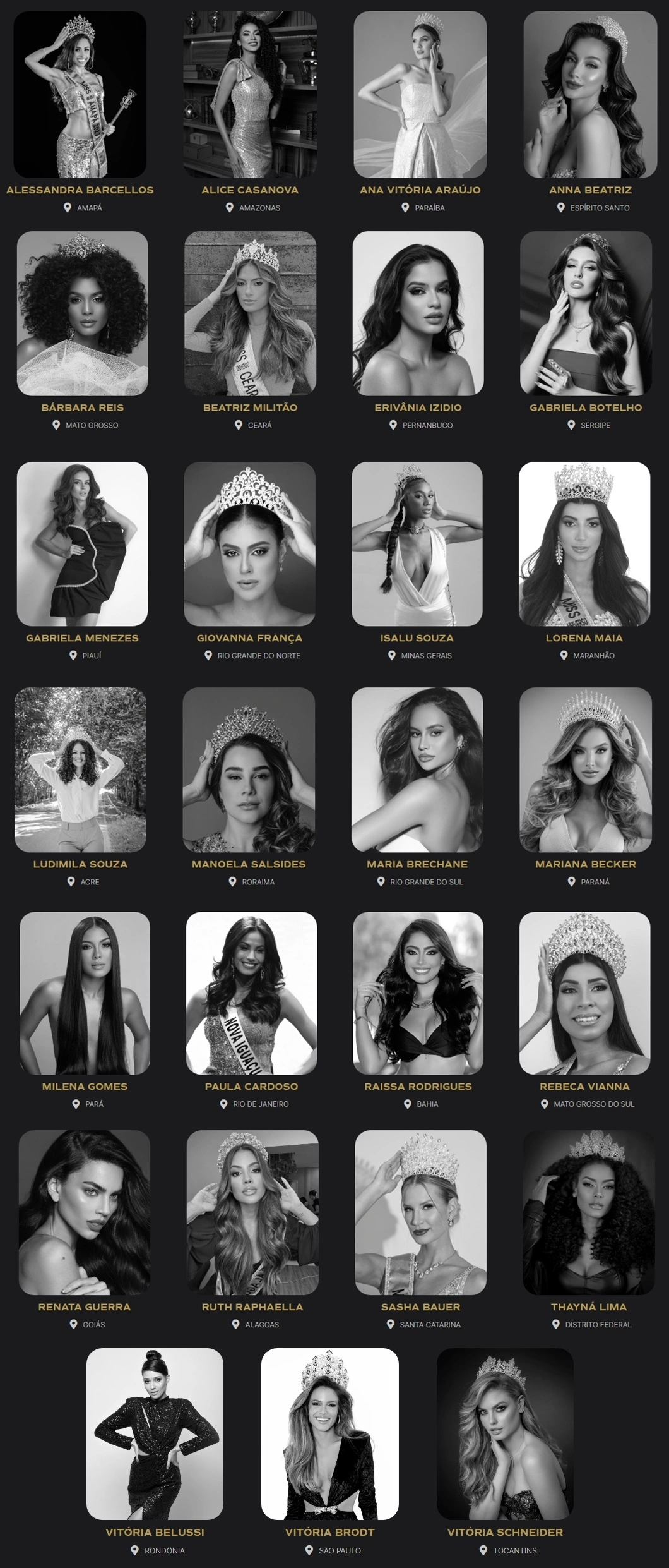 Candidatas ao Miss Brasil Universo