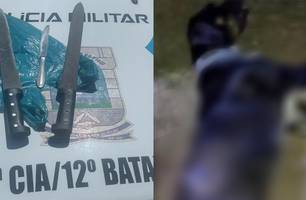 Homem é preso após matar cachorro com facão (Foto: Divulgação/ PM-PI/ Reprodução) Homem é preso após matar cachorro com facão (Foto: Divulgação/ PM-PI/ Reprodução)