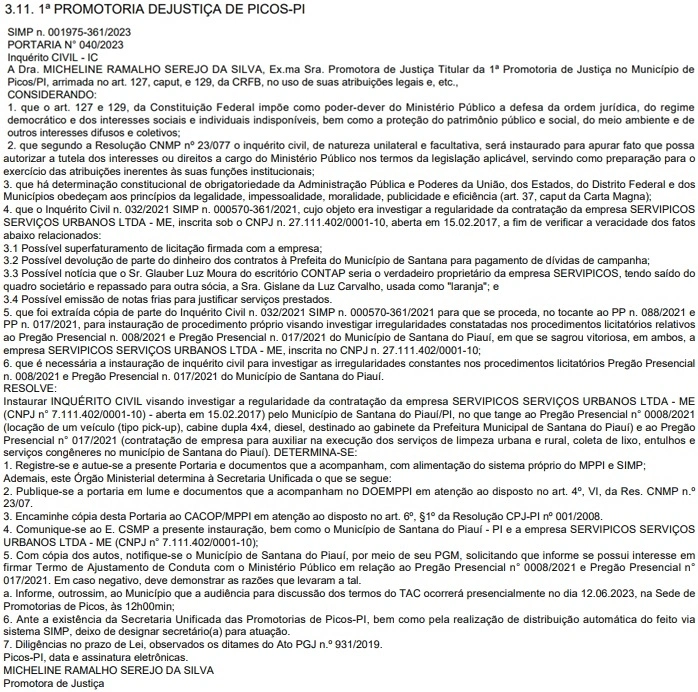 Inquérito foi instaurado