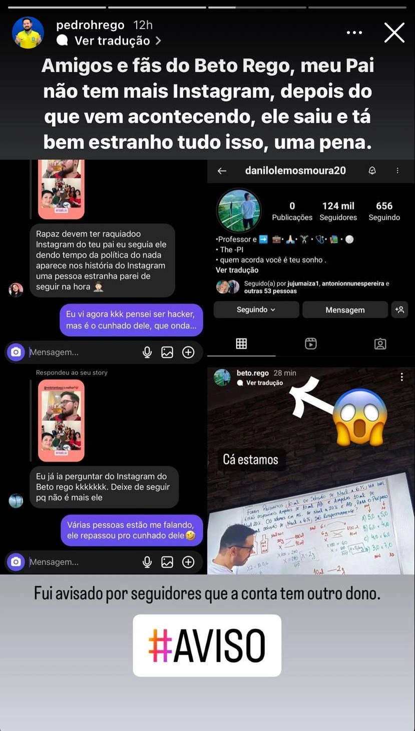 Perfil está no nome de outra pessoa