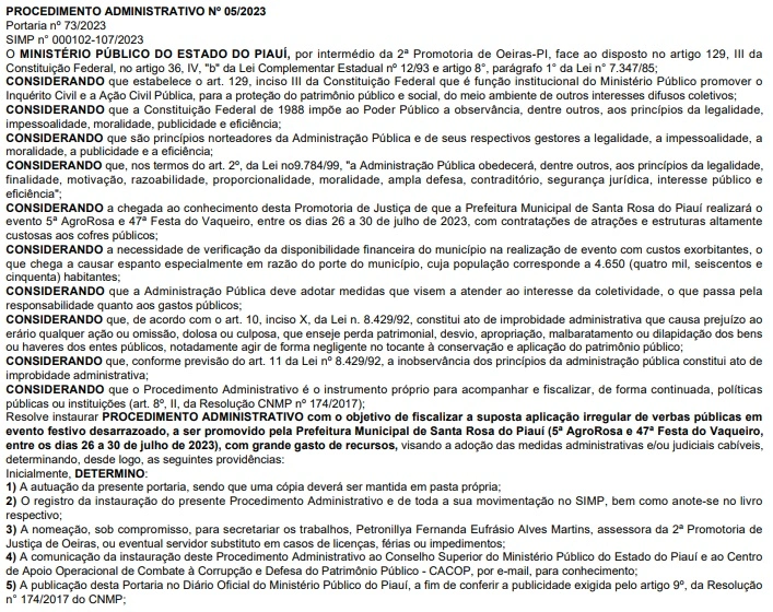 Portaria do MP-PI