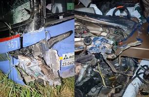 Veículos envolvidos em acidente (Foto: Reprodução/WhatsApp) Veículos envolvidos em acidente (Foto: Reprodução/WhatsApp)