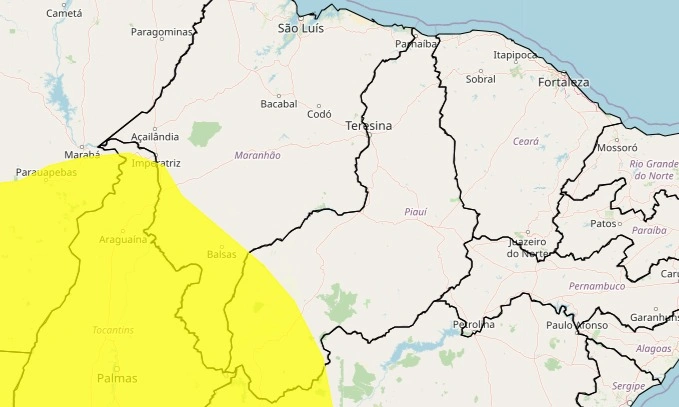 Alerta amarelo de chuva intensa