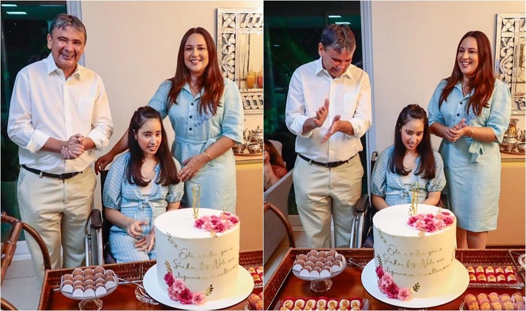 Família reunida para comemorar o aniversário de Danielle