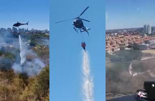 Helicóptero da PM debela incêndio em terreno baldio em Teresina (Foto: Divulgação/ PM-PI) Helicóptero da PM debela incêndio em terreno baldio em Teresina (Foto: Divulgação/ PM-PI)