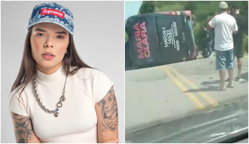 Ônibus da cantora de feminejo Maria Clara capota em Alagoas