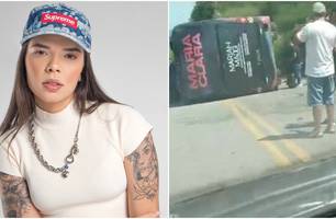 Ônibus da cantora de feminejo Maria Clara capota em Alagoas (Foto: Reprodução/rede social) Ônibus da cantora de feminejo Maria Clara capota em Alagoas (Foto: Reprodução/rede social)