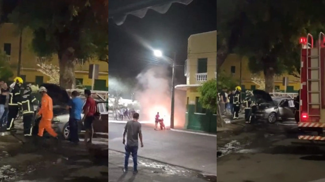 Carro pega fogo em cidade do Piauí