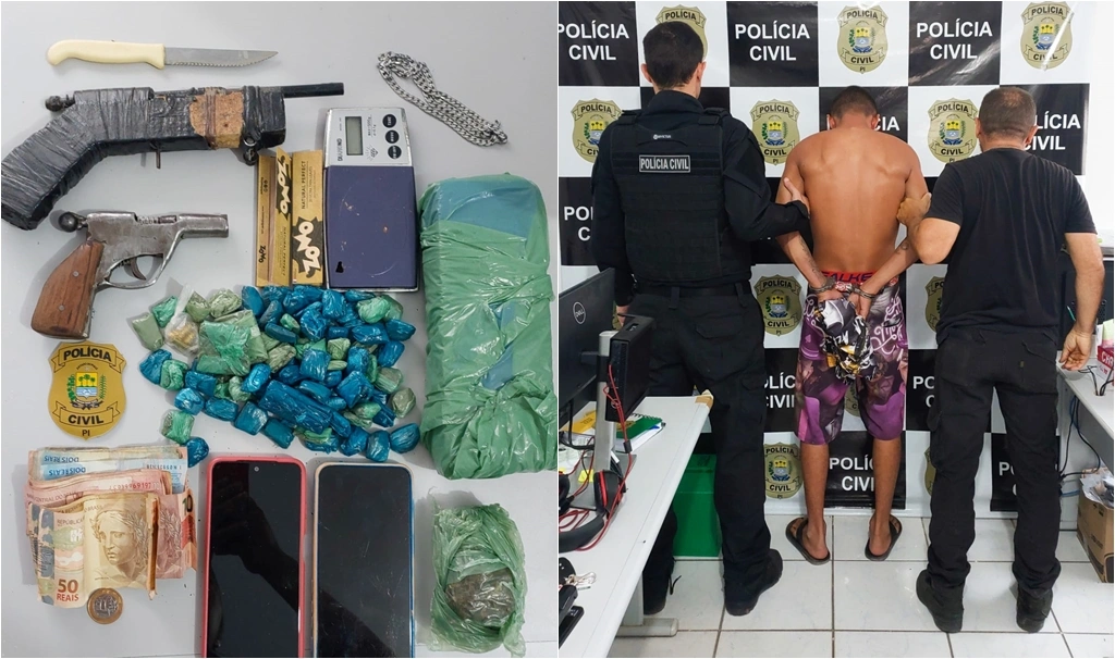 Objetos apreendidos com o indivíduo e prisão do mesmo