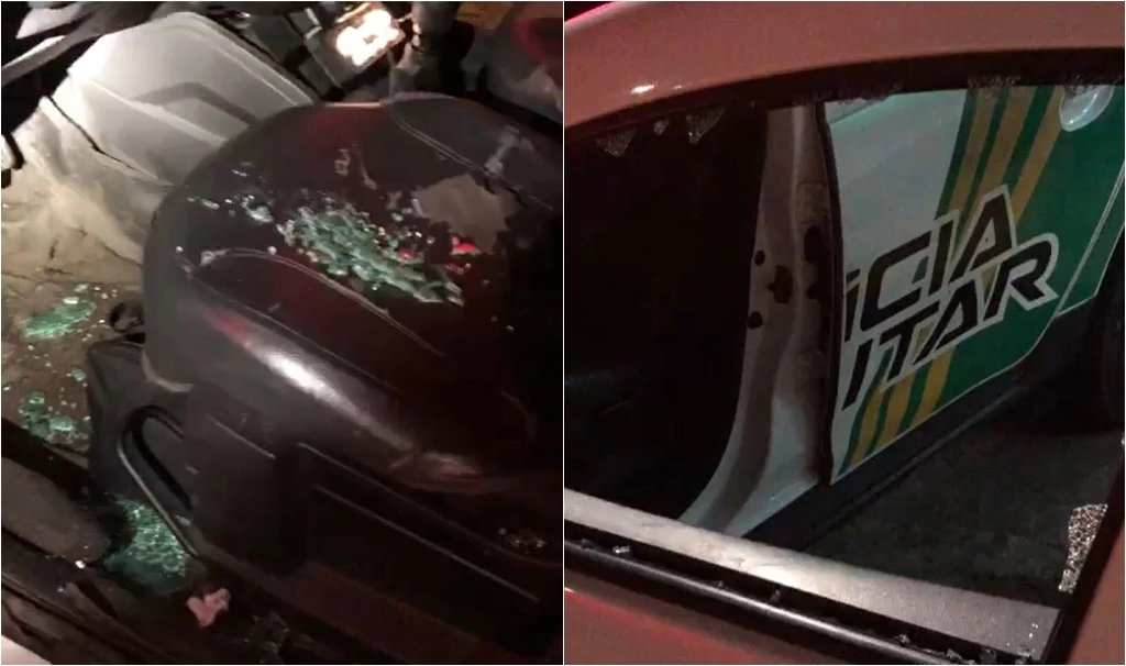 Viatura apedrejada por populares