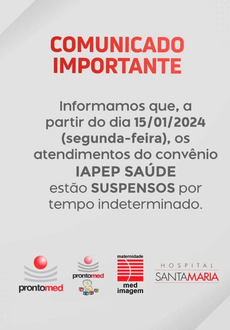 Grupo Med Imagem suspende atendimentos pelo Iapep Saúde