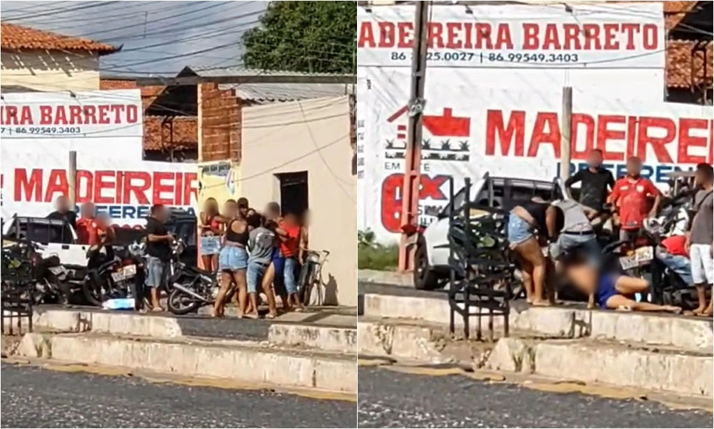 Jovem é arrastada no asfalto pelos cabelos em Teresina e fica quase nua em briga