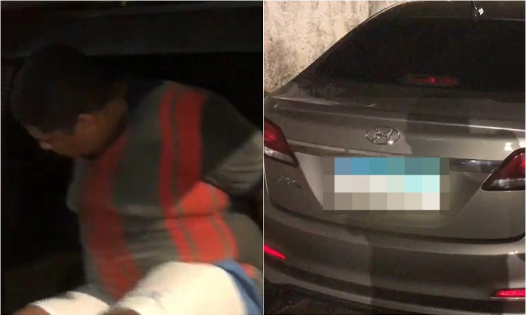 Suspeito e carro que estava em sua posse no momento da prisão