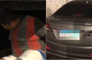 Suspeito e carro que estava em sua posse no momento da prisão (Foto: Reprodução) Suspeito e carro que estava em sua posse no momento da prisão (Foto: Reprodução)