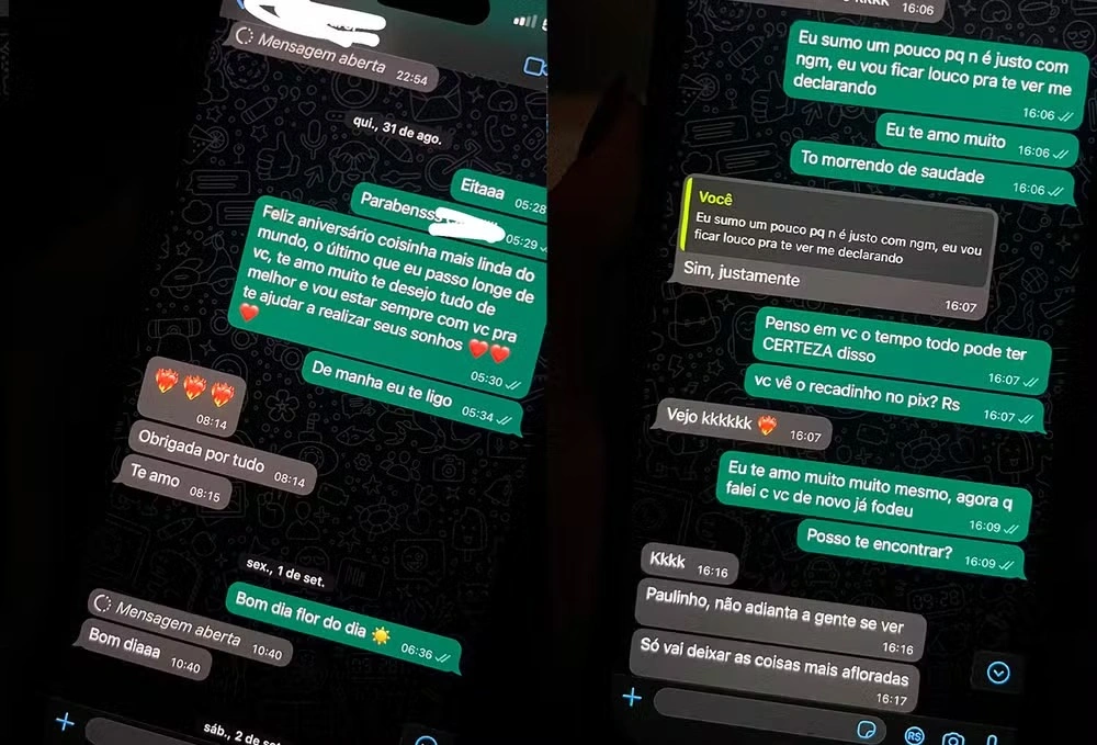 Troca de mensagens com suposta amante