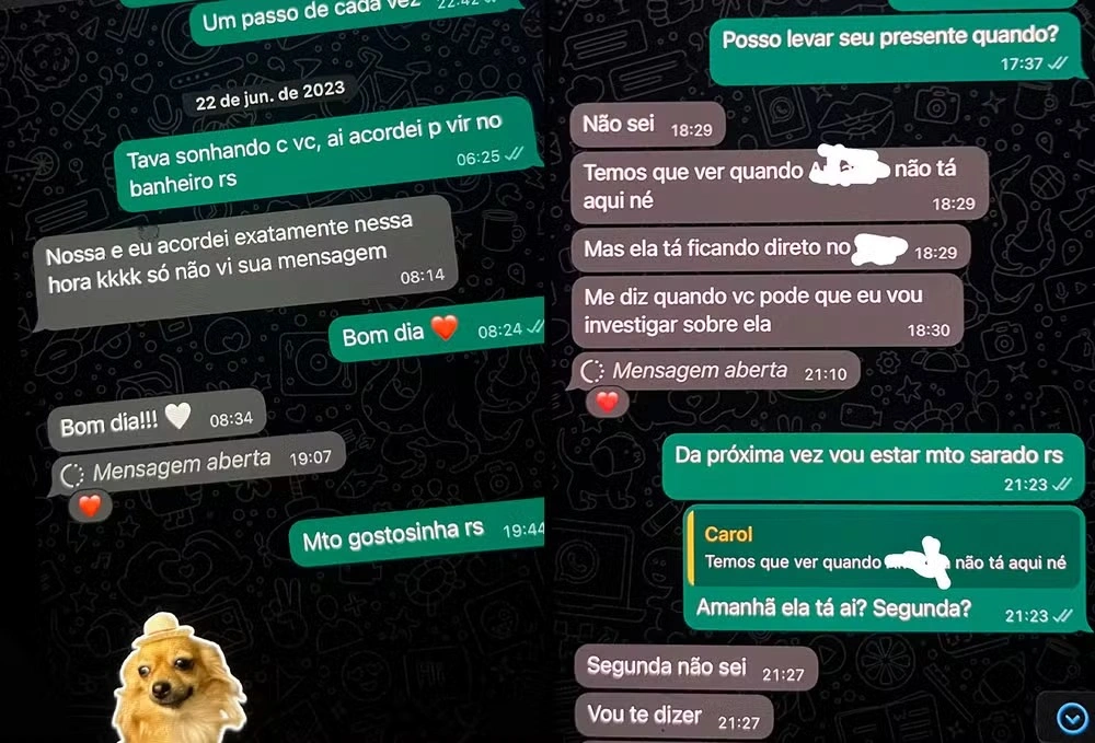 Troca de mensagens com suposta amante