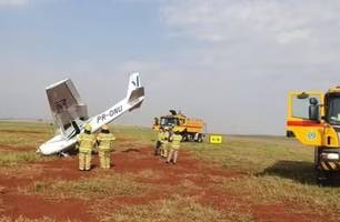 Avião derrapa e sai da pista após forte ventania durante aterrissagem no Paraná (Foto: Reprodução/Aeroporto Regional de Maringá)