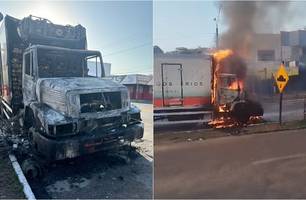 Caminhão pega fogo em Picos (Foto: Reprodução e Cidades na Net) Caminhão pega fogo em Picos (Foto: Reprodução e Cidades na Net)