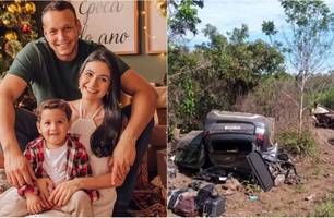 Casal e filho morrem após pneu de caminhão estourar e veículo atingir carro da família em MT (Foto: Reprodução)