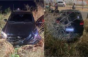 Criminosos bateram veículo e abandonaram em seguida (Foto: Reprodução) Criminosos bateram veículo e abandonaram em seguida (Foto: Reprodução)