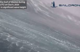 Drone grava ondas de até 8 metros no furacão Milton (Foto: Reprodução)